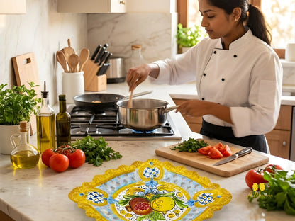 Vassoio Centrotavola Merlato Frutta in Ceramica di Caltagirone 35cm