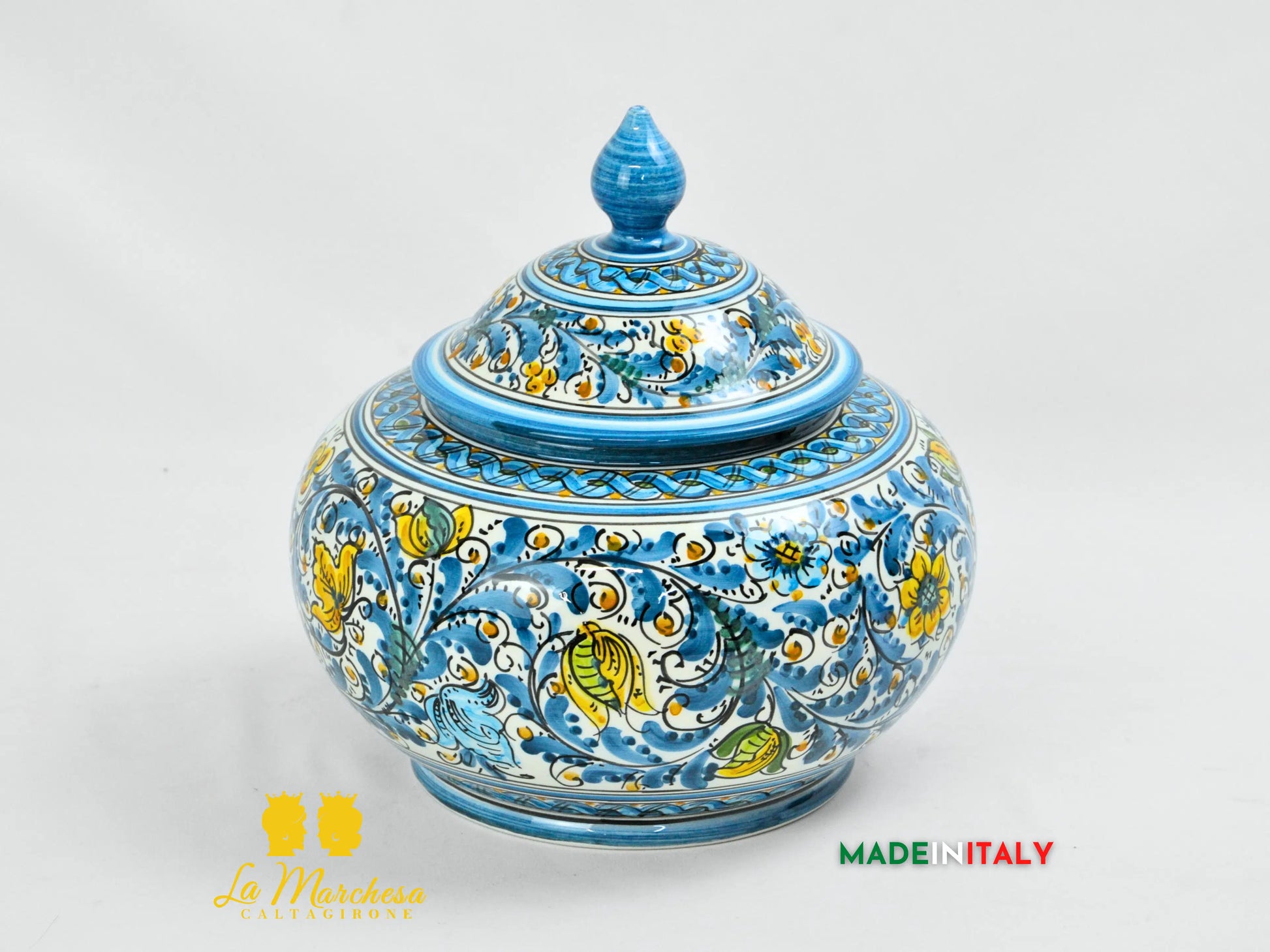 Biscottiera Decorata in Ceramica di Caltagirone 22cm - Vari Decori
