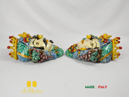 Teste di Moro in Ceramica di Caltagirone da Parete Craquelé - Vari Modelli