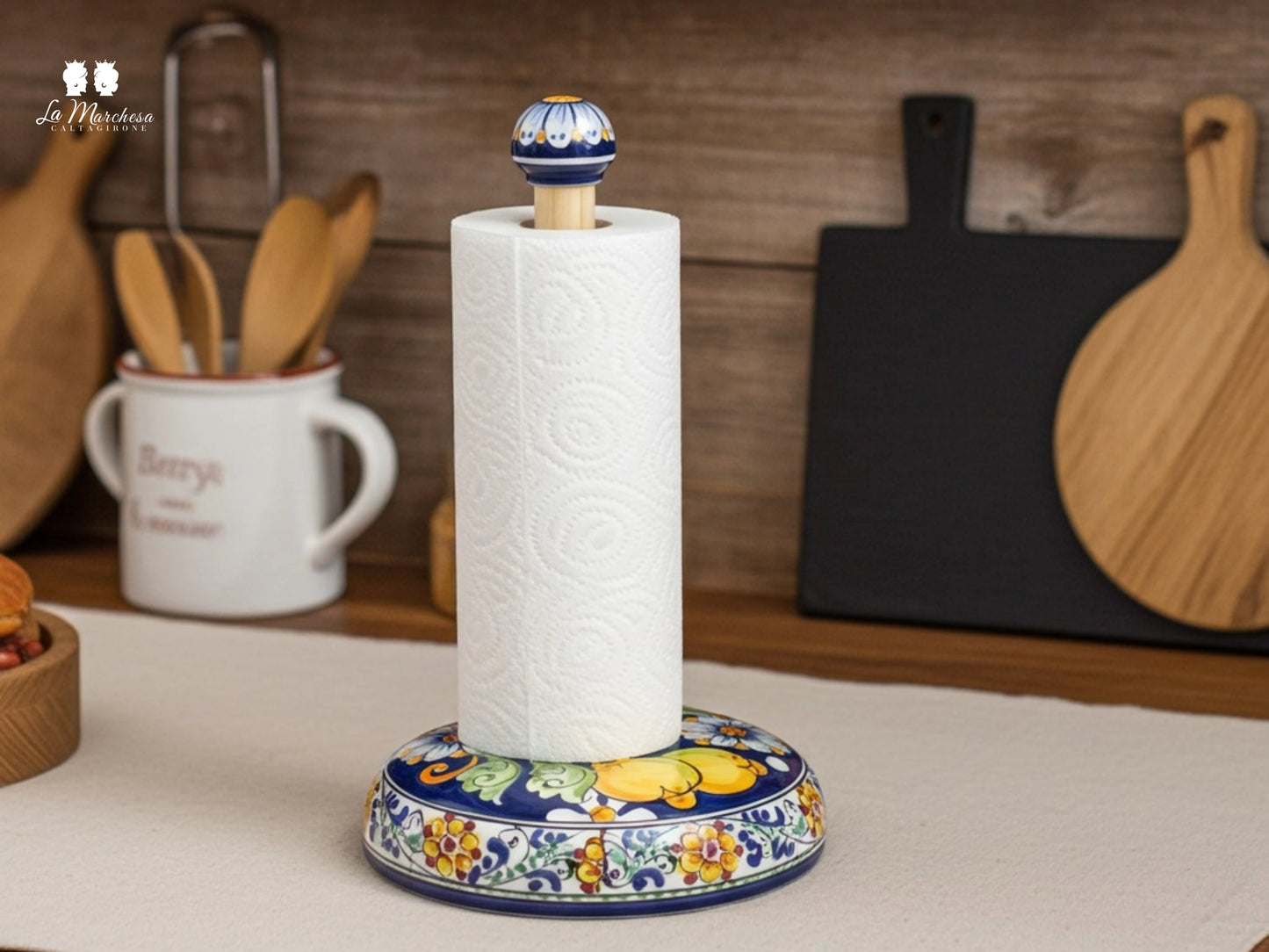 Portarotolo cucina in ceramica di Caltagirone decorato a mano - Vari modelli