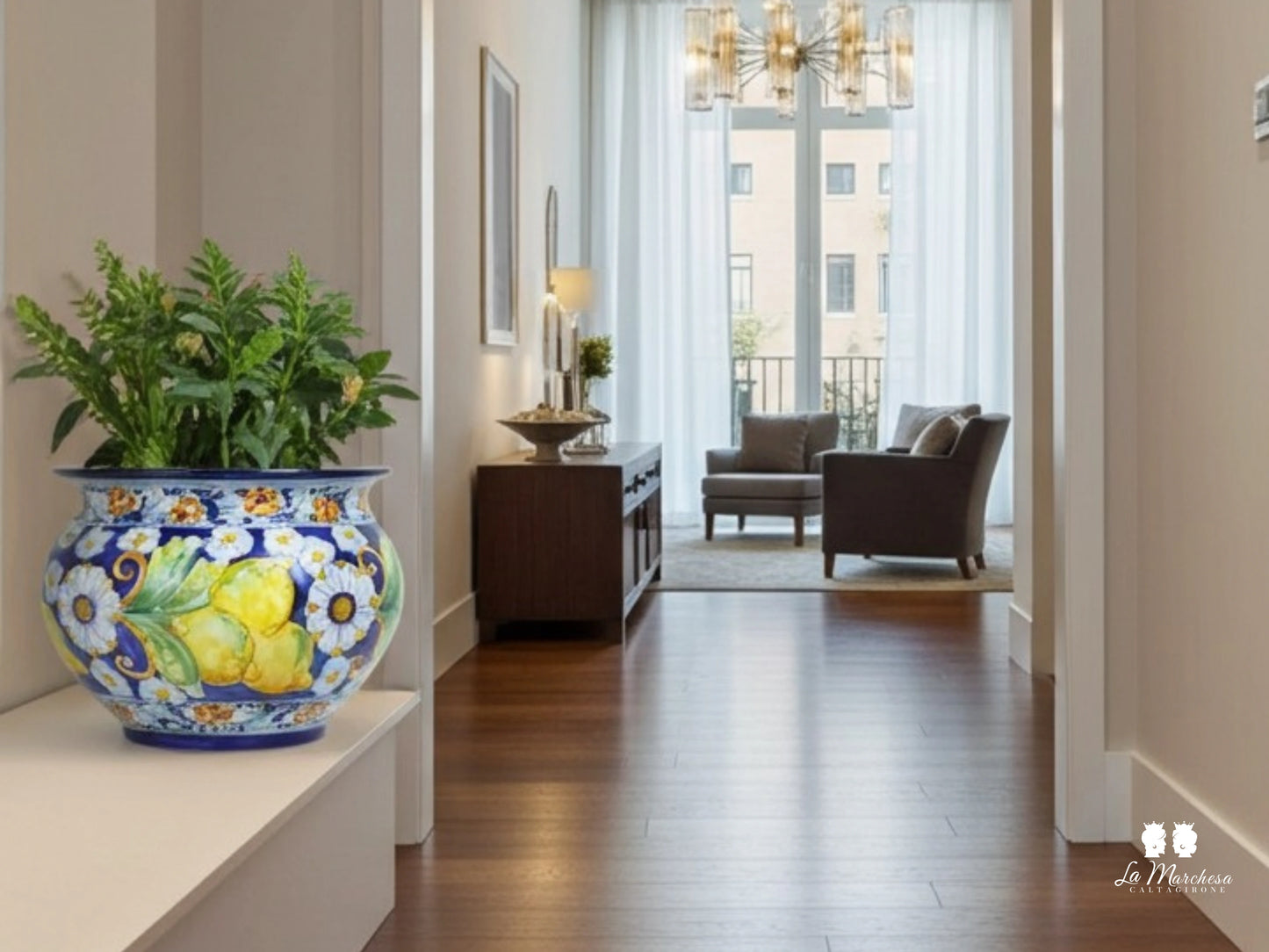 Portavaso Frutta in Ceramica di Caltagirone 32cm - Vari Decori