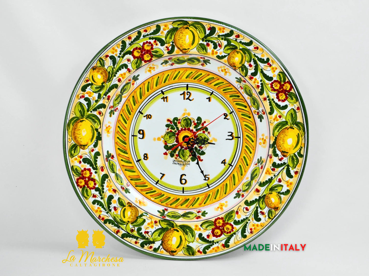 Orologio in Ceramica di Caltagirone Piatto Falda 42cm - Vari Decori