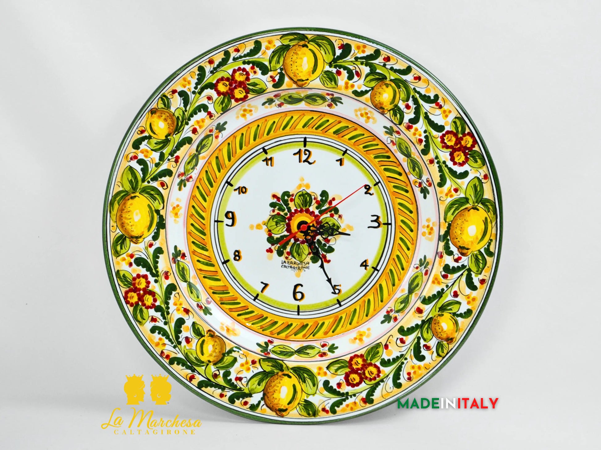 Orologio in Ceramica di Caltagirone Piatto Falda 42cm - Vari Decori