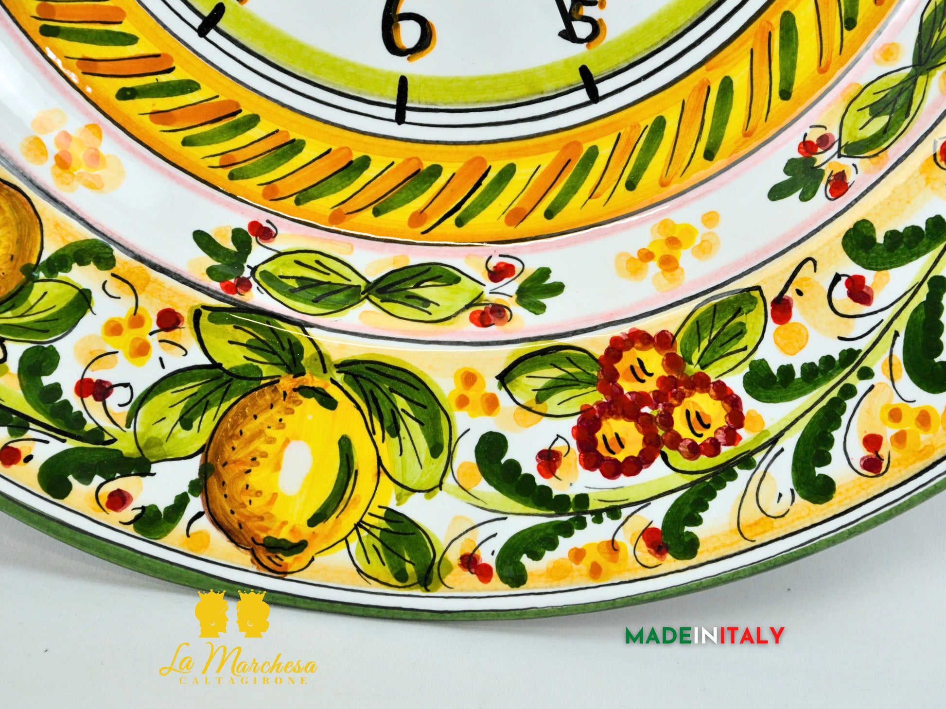 Orologio in Ceramica di Caltagirone Piatto Falda 42cm - Vari Decori