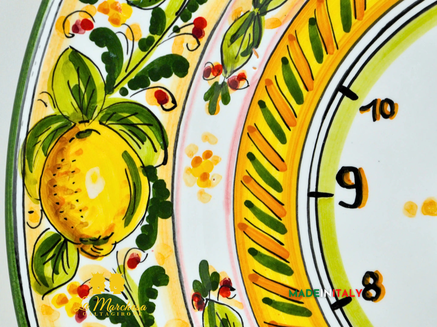 Orologio in Ceramica di Caltagirone Piatto Falda 42cm - Vari Decori