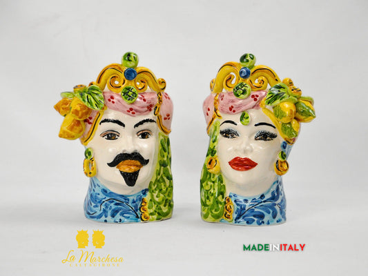 Teste di Moro Frutta e Corona in Ceramica di Caltagirone 18cm