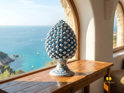 Pigna Siciliana in Ceramica di Caltagirone Madreperla Blu - Varie Misura