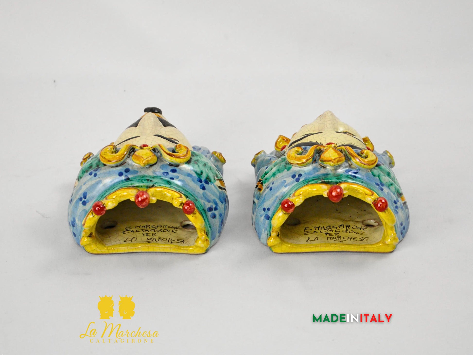 Teste di Moro in Ceramica di Caltagirone da Parete Craquelé 21cm- Vari Modelli