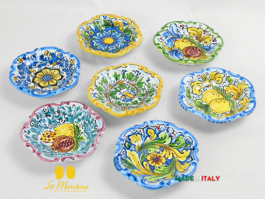 Piatto Barocco Decorato in Ceramica di Caltagirone 14cm