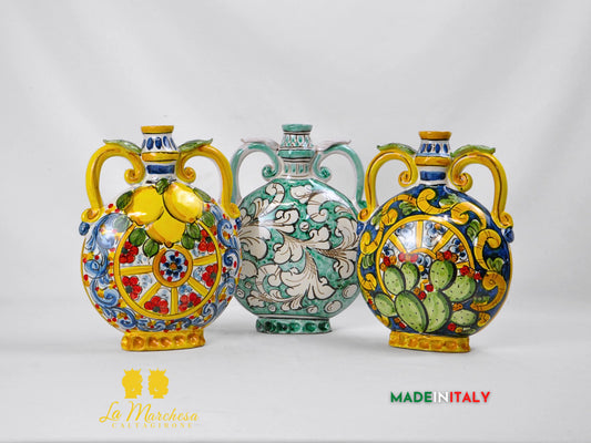 Fiasco in Ceramica di Caltagirone Decorato 28cm - Vari Decori