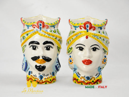 Teste di Moro in Ceramica di Caltagirone Corona 19cm