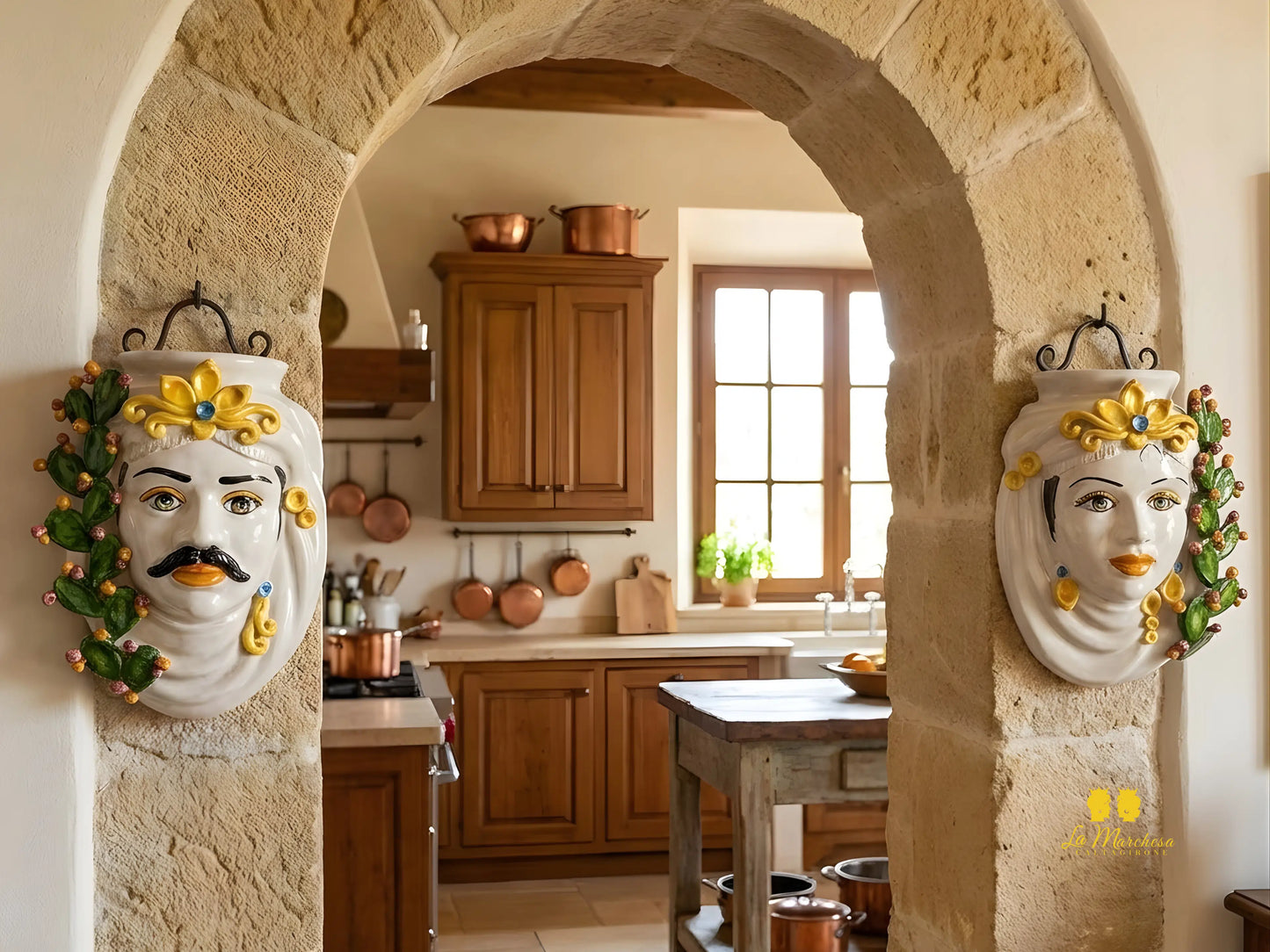Teste di Moro in Ceramica di Caltagirone da Parete 28cm