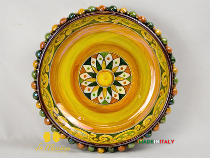 Ciotola Svuotatasche in Ceramica di Caltagirone Pigna Madreperla Giallo Verde - Vari Modelli