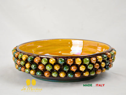 Ciotola Svuotatasche in Ceramica di Caltagirone Pigna Madreperla Giallo Verde - Vari Modelli