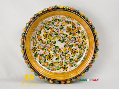 Ciotola Svuotatasche in Ceramica di Caltagirone Pigna Madreperla Giallo Verde - Vari Modelli