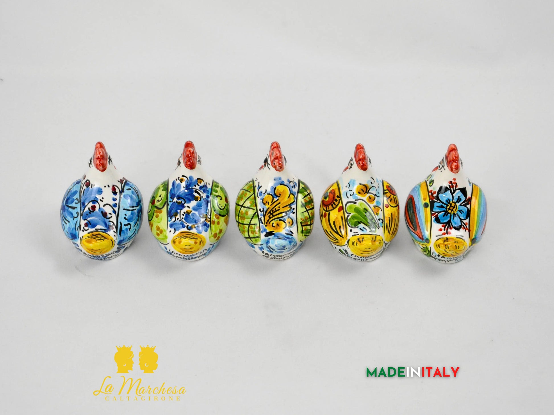 Gallina in Ceramica di Caltagirone Decorata - Varie Misure