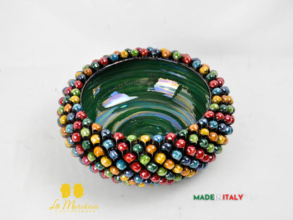 Centrotavola Arlecchino Madreperla in Ceramica di Caltagirone – Ø 31 cm