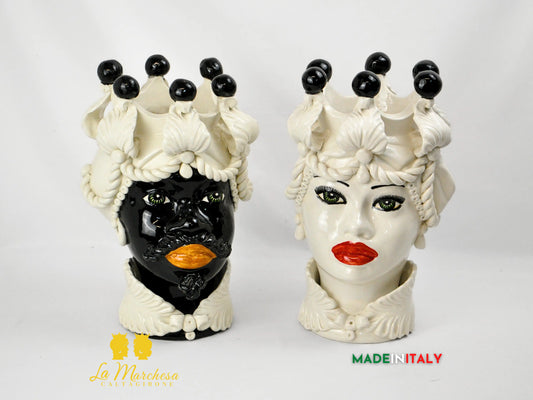 FINE SERIE - Teste di Moro Corona in Ceramica di Caltagirone 37cm