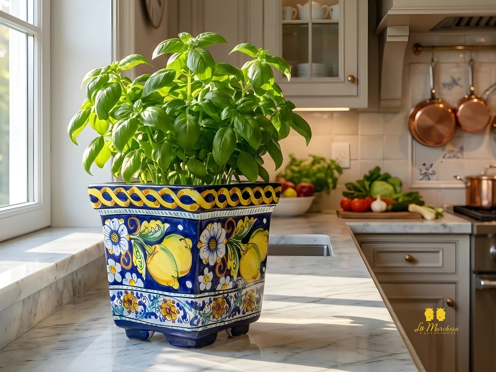 Fioriera da Esterno o Interno in Ceramica di Caltagirone Limoni - Varie Misure