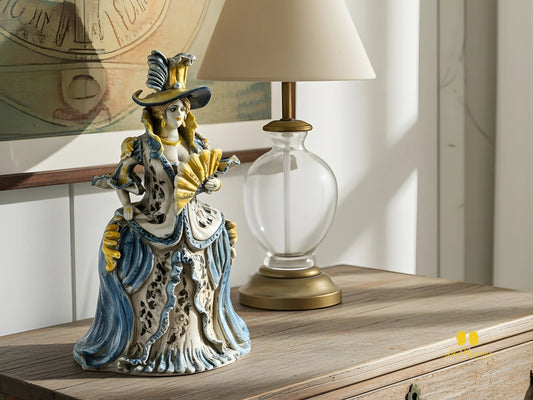 OUTLET - Lumiera Porta Candela in Ceramica di Caltagirone Dama 34cm