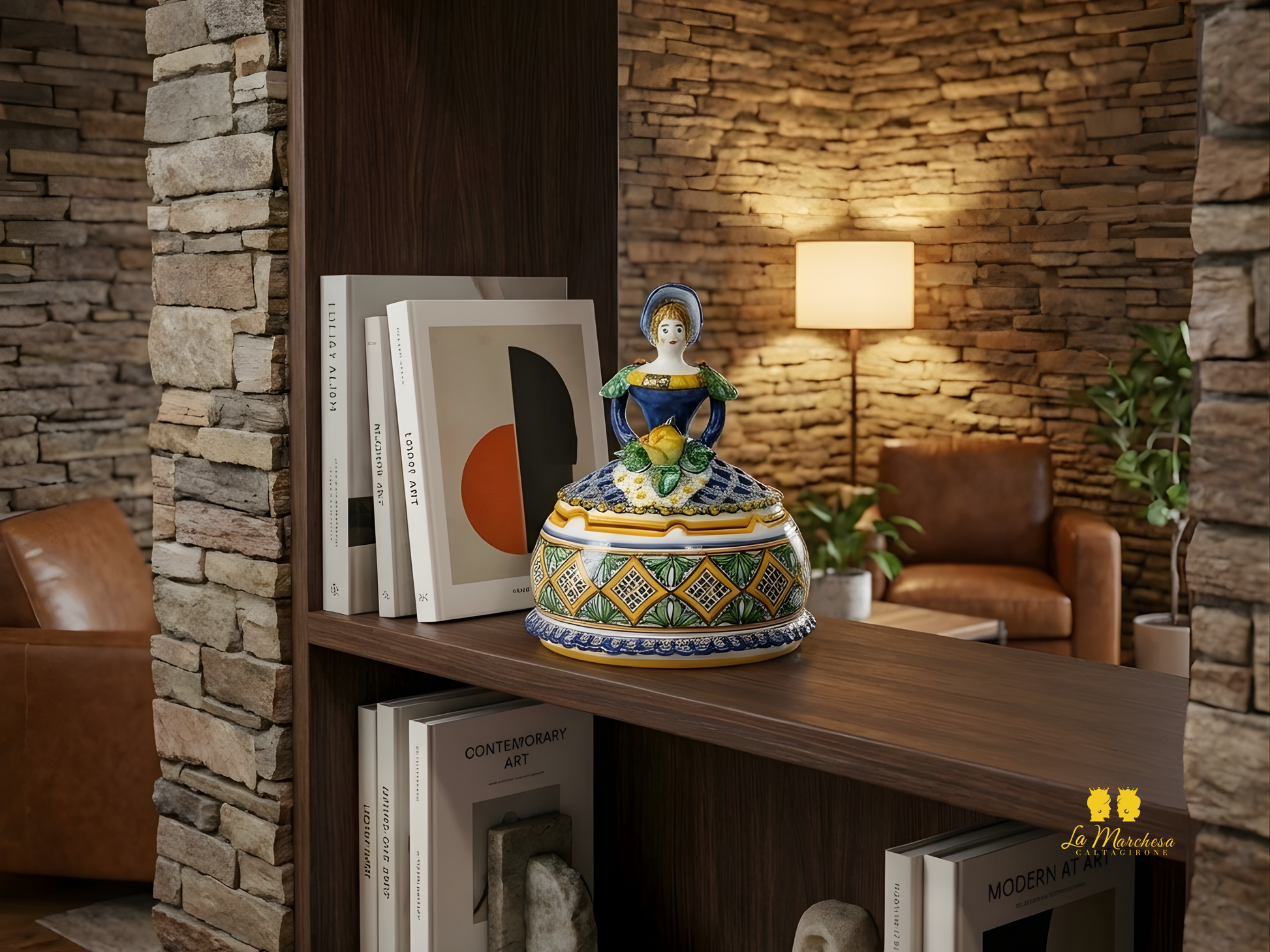Dama Bambola Contenitore Porta Gioie in Ceramica di Caltagirone