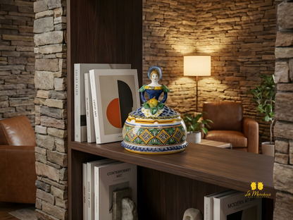 Dama Bambola Contenitore Porta Gioie in Ceramica di Caltagirone