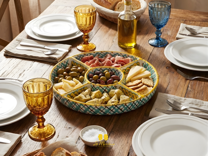 Antipastiera in Ceramica di Caltagirone Tonda 5 Scomparti - Vari Decori