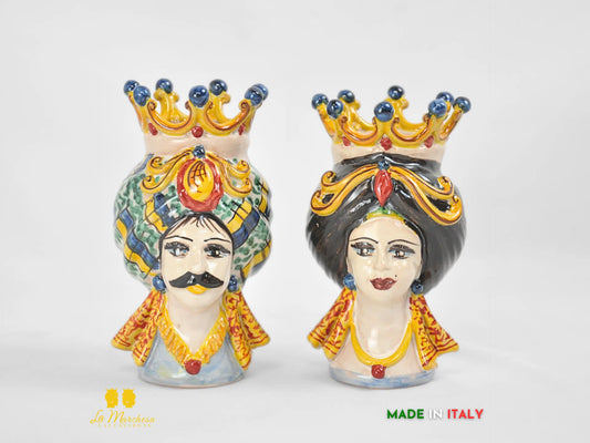Teste di Moro Taormina con Corona in Ceramica di Caltagirone 14cm