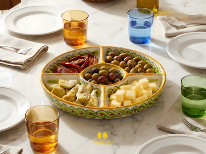 Antipastiera in Ceramica di Caltagirone Tonda 5 Scomparti - Vari Decori