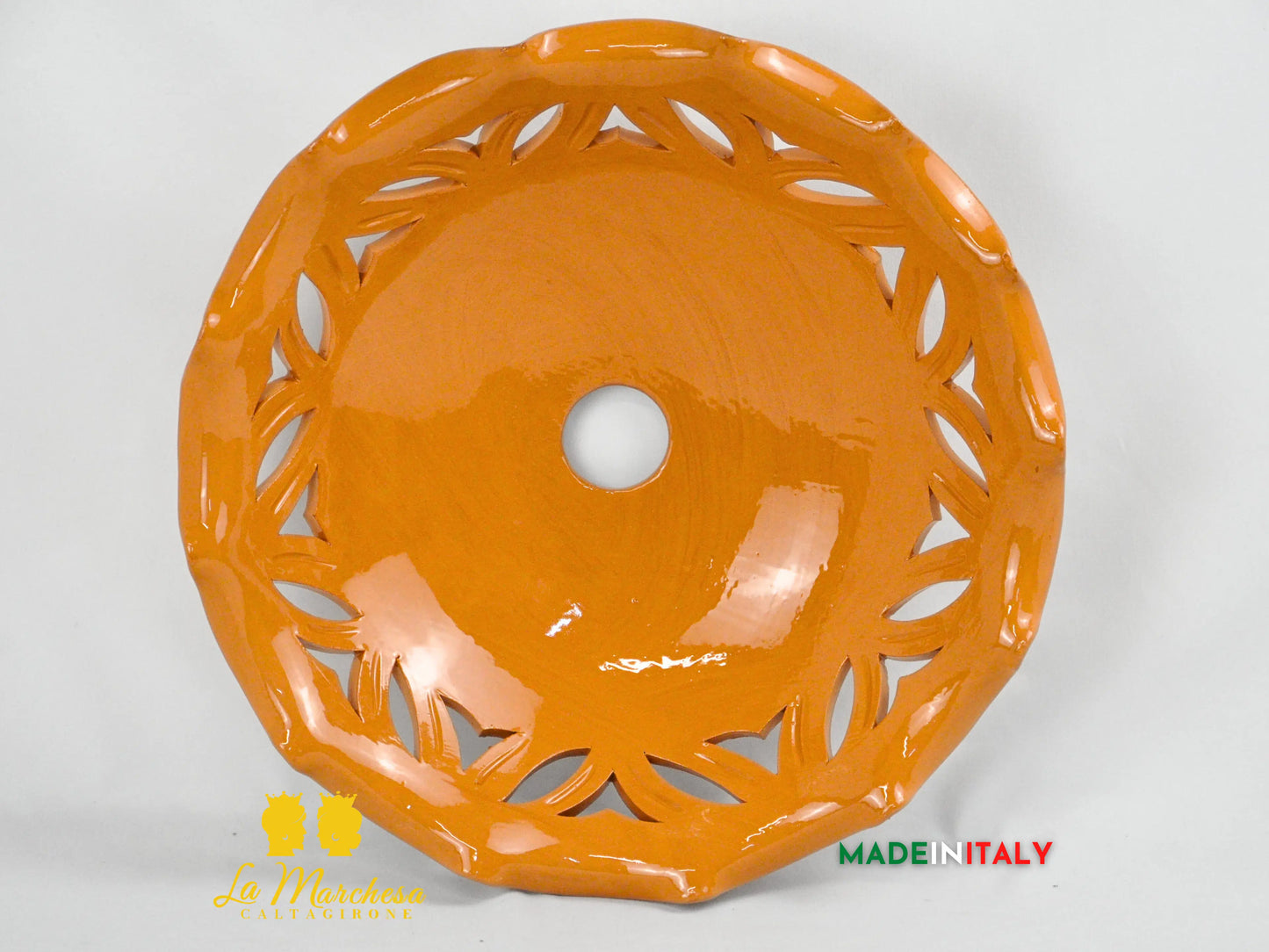 Lampadario in Terracotta Smaltato in Ceramica di Caltagirone Ø38cm
