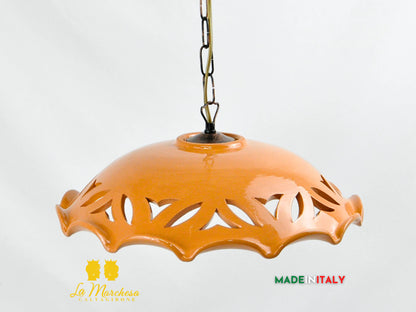 Lampadario in Terracotta Smaltato in Ceramica di Caltagirone Ø38cm