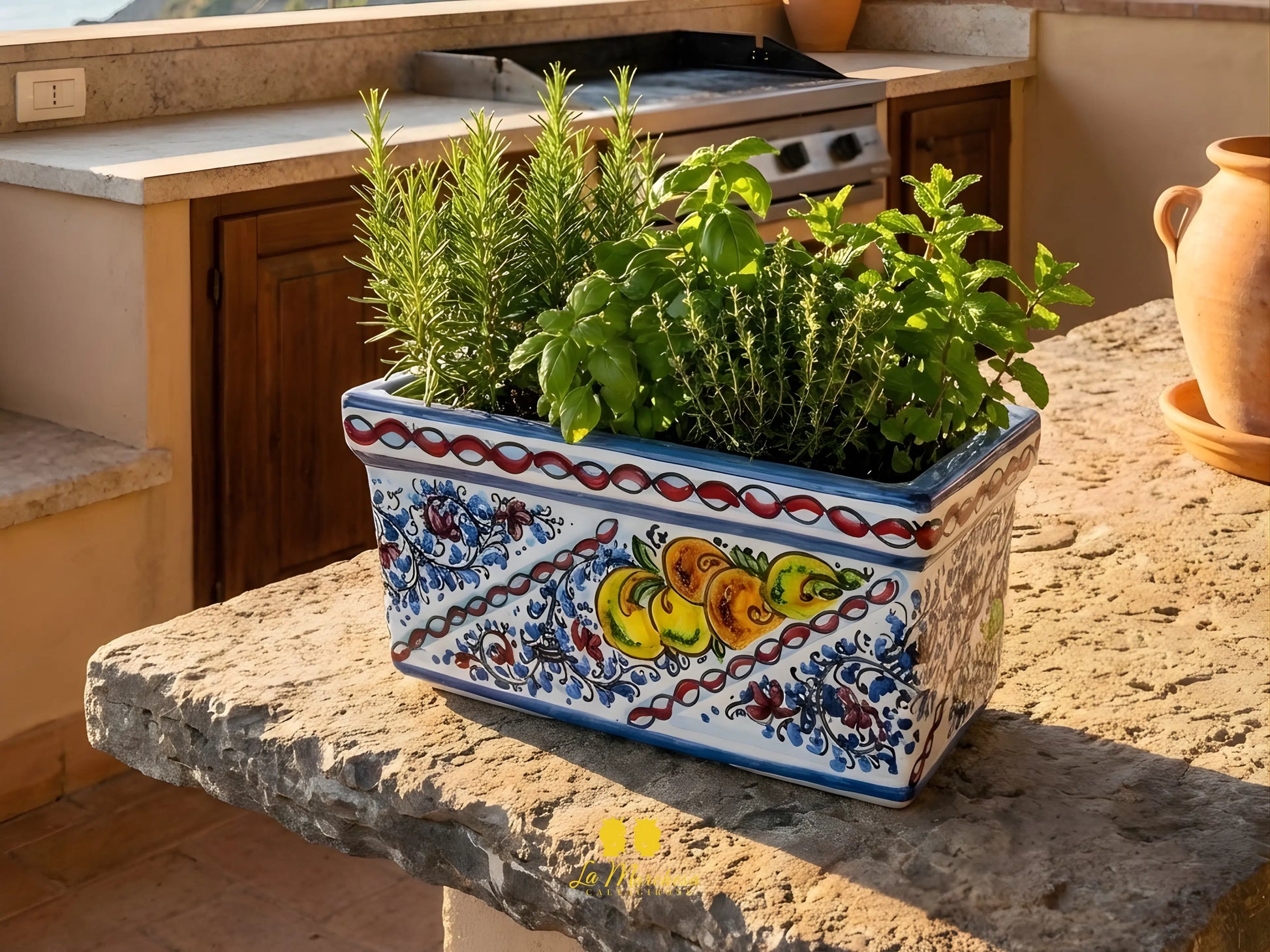 Fioriera in Ceramica Decorata a Garofano | Maiolica di Faenza Dipinta A