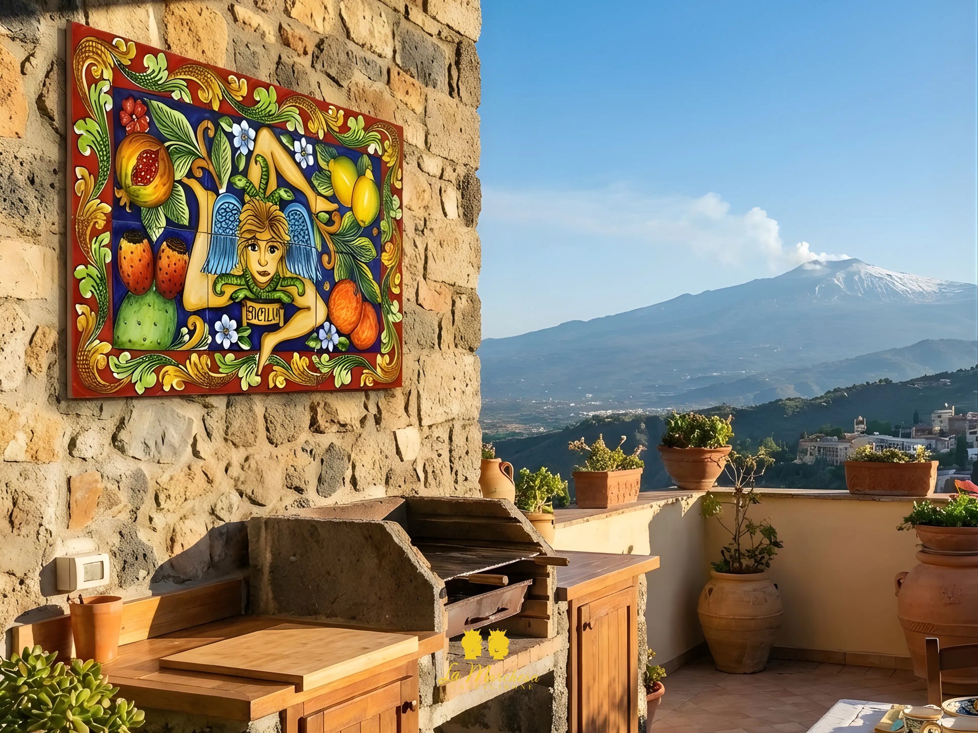 Pannello Murale Piastrelle Siciliane in Ceramica di Caltagirone - Vari Disegni