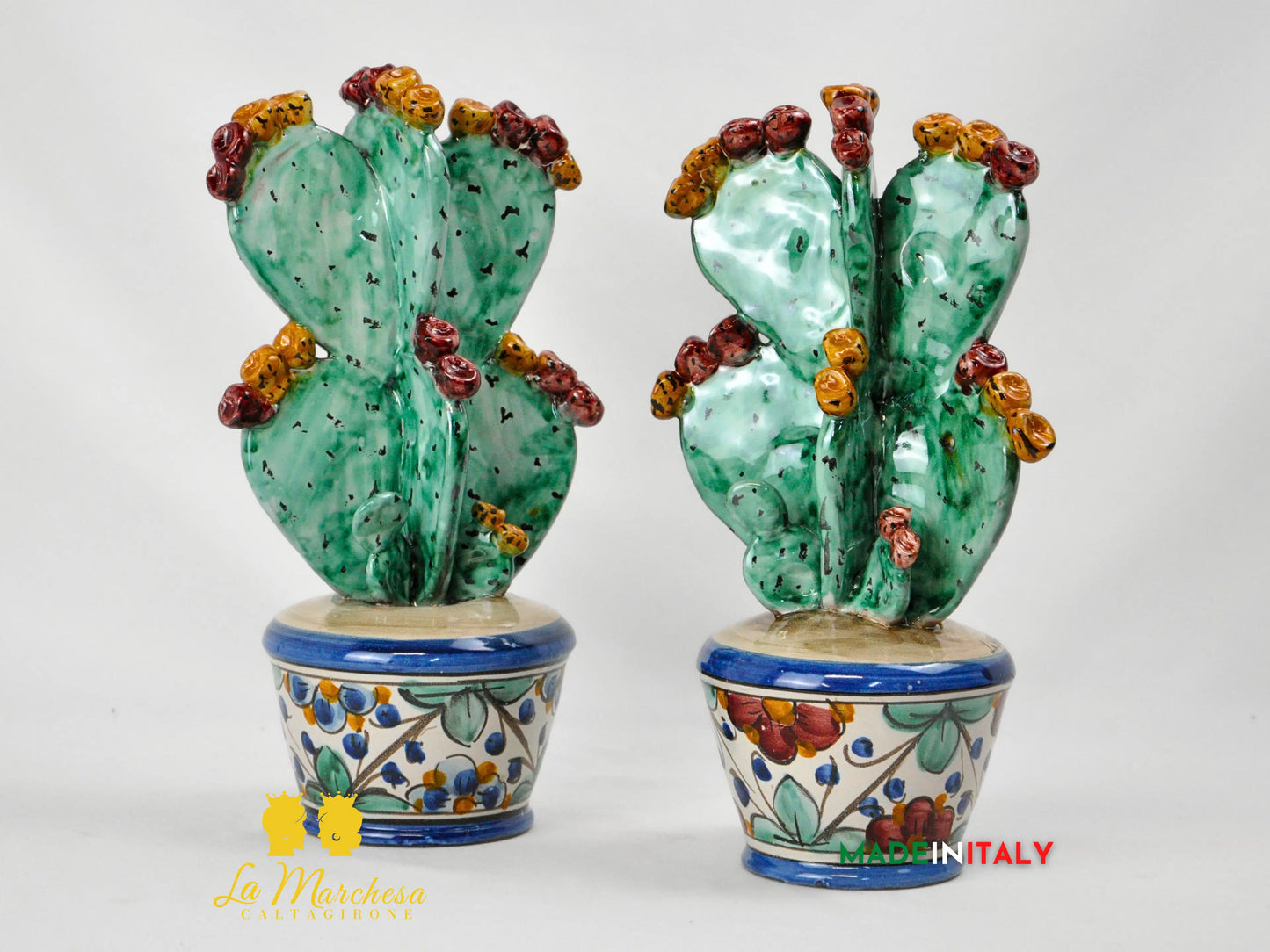 Pianta Fichi D'India in Ceramica di Caltagirone 31 cm
