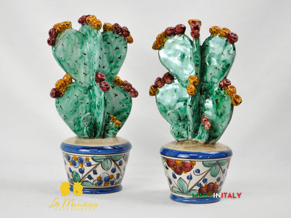 Pianta Fichi D'India in Ceramica di Caltagirone 31 cm