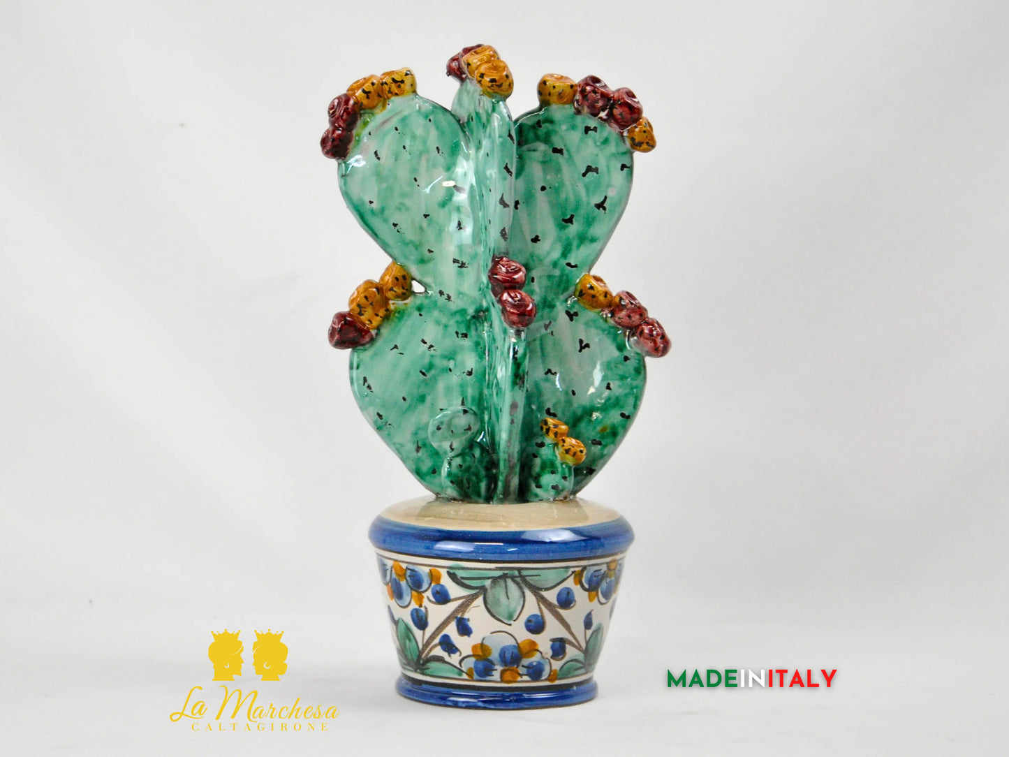 Pianta Fichi D'India in Ceramica di Caltagirone 31 cm