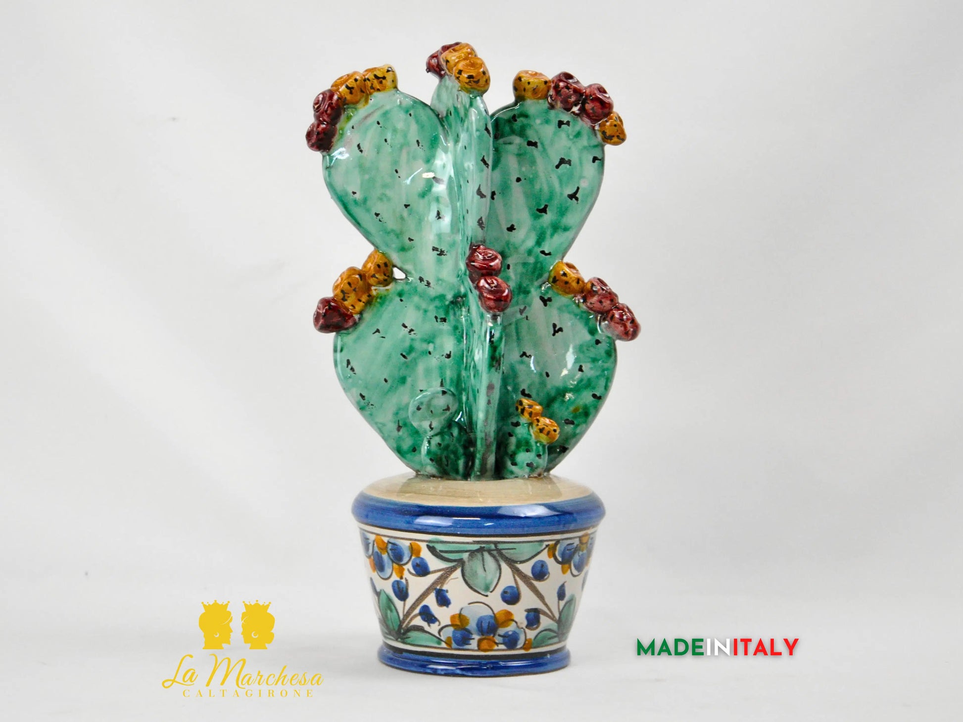 Pianta Fichi D'India in Ceramica di Caltagirone 31 cm