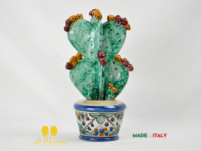 Pianta Fichi D'India in Ceramica di Caltagirone 31 cm