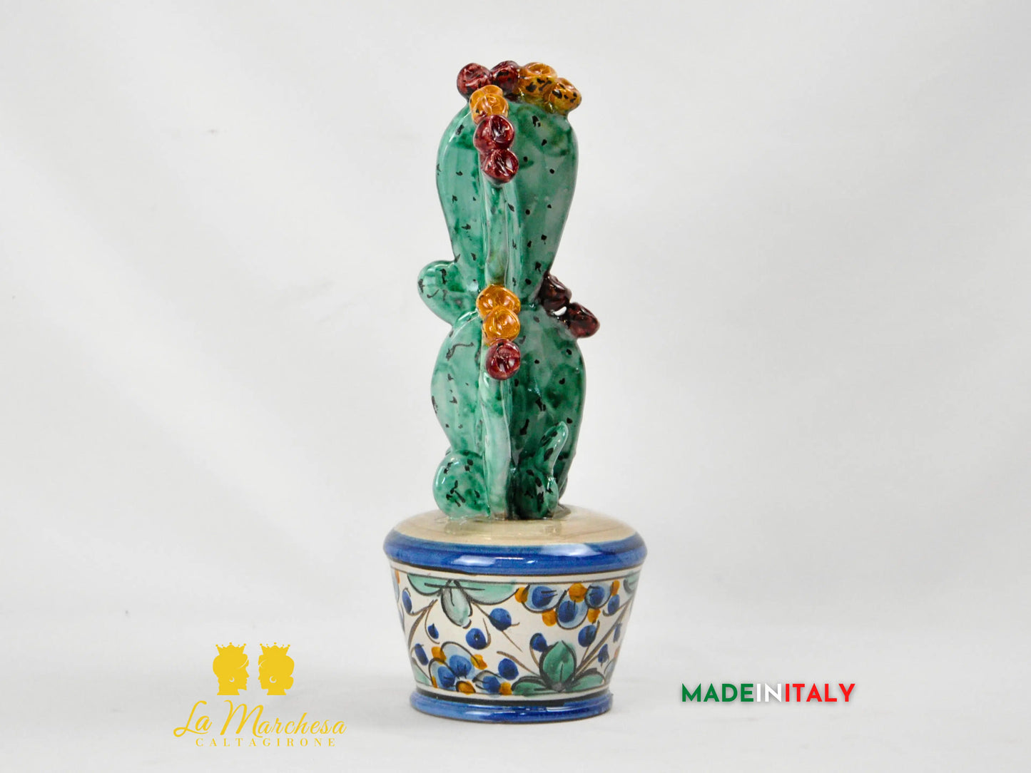 Pianta Fichi D'India in Ceramica di Caltagirone 31 cm