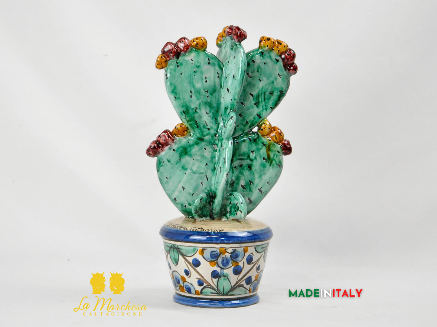 Pianta Fichi D'India in Ceramica di Caltagirone 31 cm
