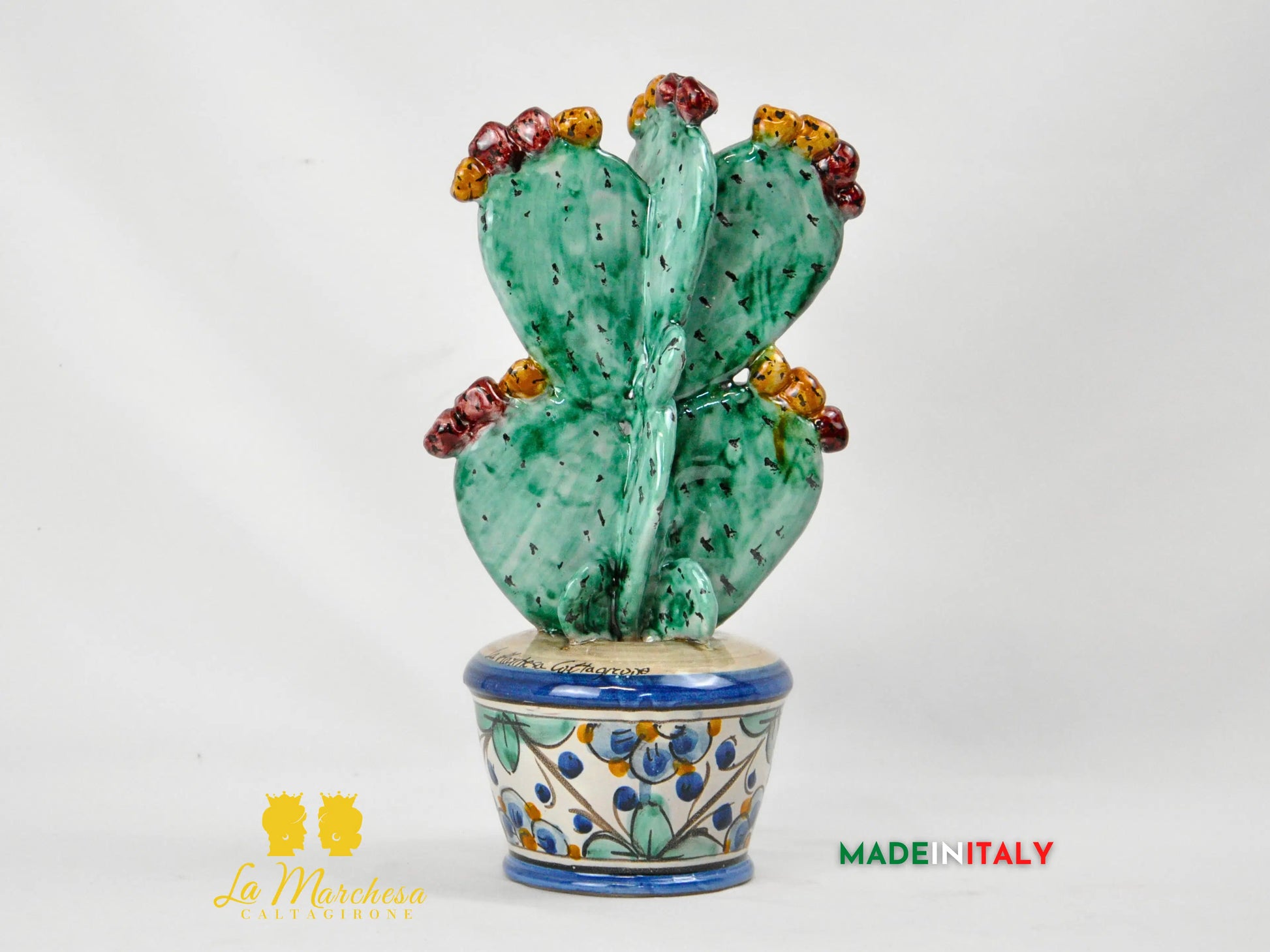 Pianta Fichi D'India in Ceramica di Caltagirone 31 cm