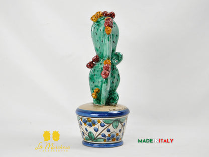 Pianta Fichi D'India in Ceramica di Caltagirone 31 cm