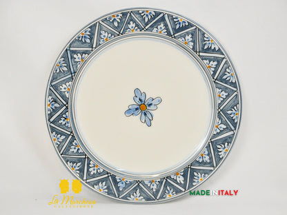 FINE SERIE - Set Servizio 2 Piatti Fiore Grigio Ceramica di Caltagirone