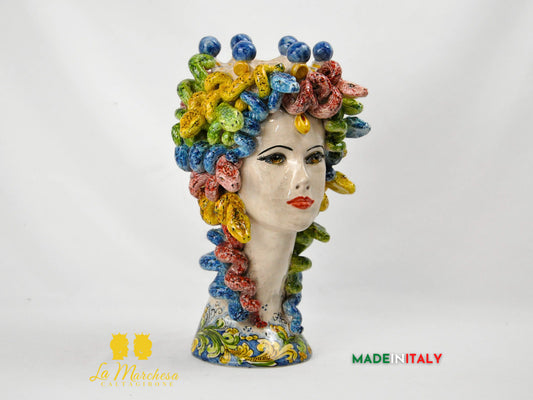 Testa Medusa Colorata in Ceramica di Caltagirone 38cm