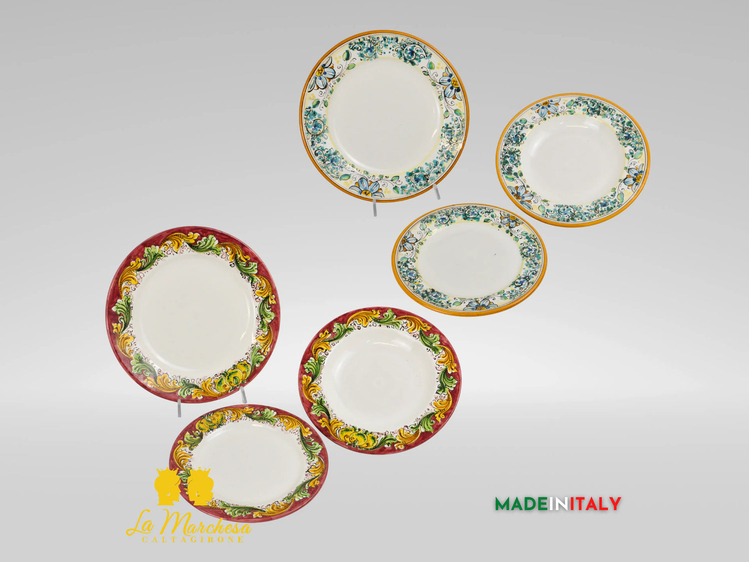 FINE SERIE - Set Servizio 3 Piatti in Ceramica di Caltagirone - Vari Decori