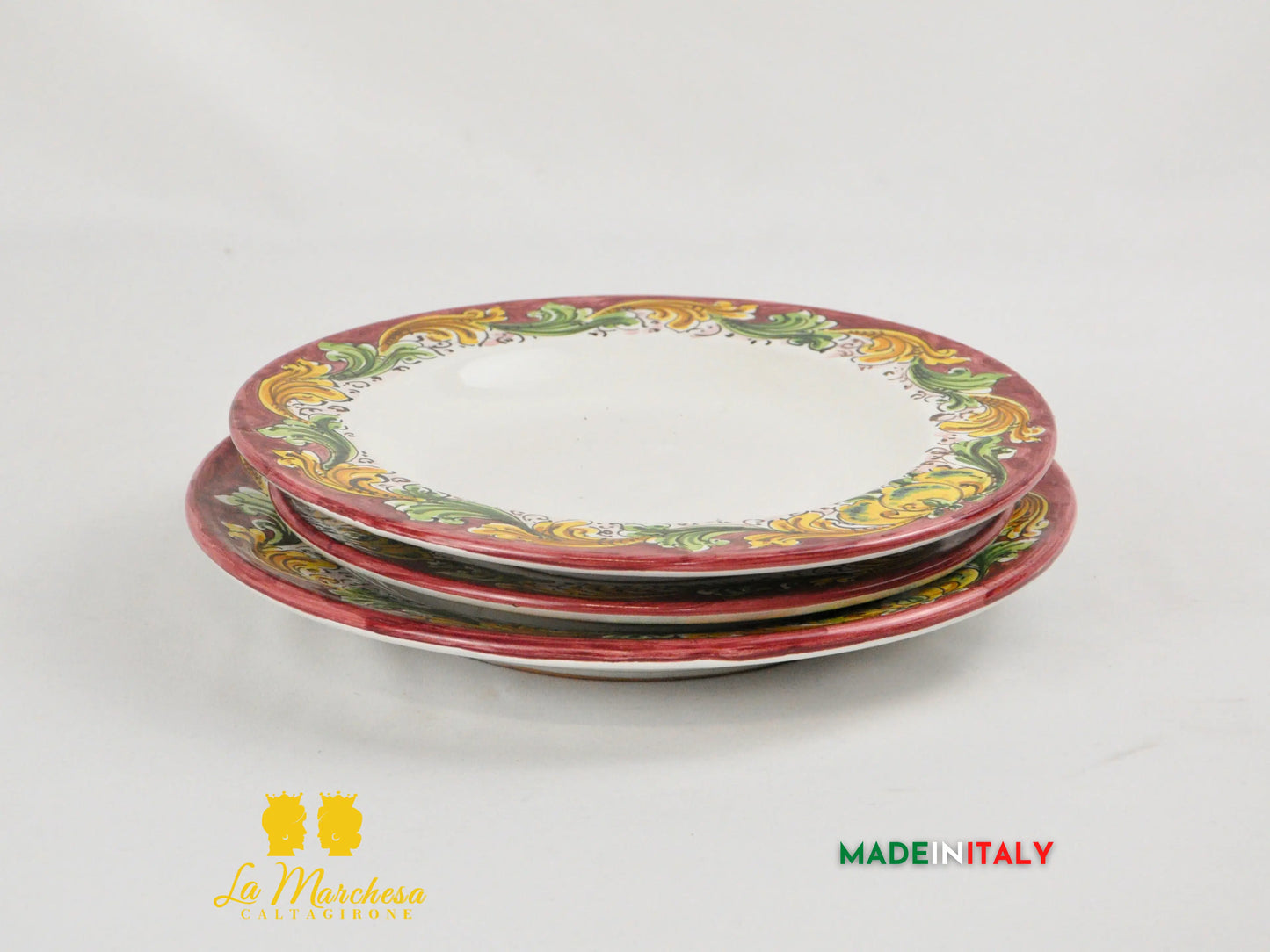 FINE SERIE - Set Servizio 3 Piatti in Ceramica di Caltagirone - Vari Decori
