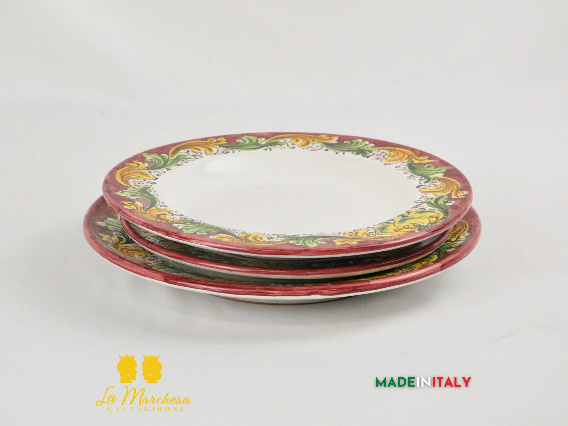 FINE SERIE - Set Servizio 3 Piatti in Ceramica di Caltagirone - Vari Decori
