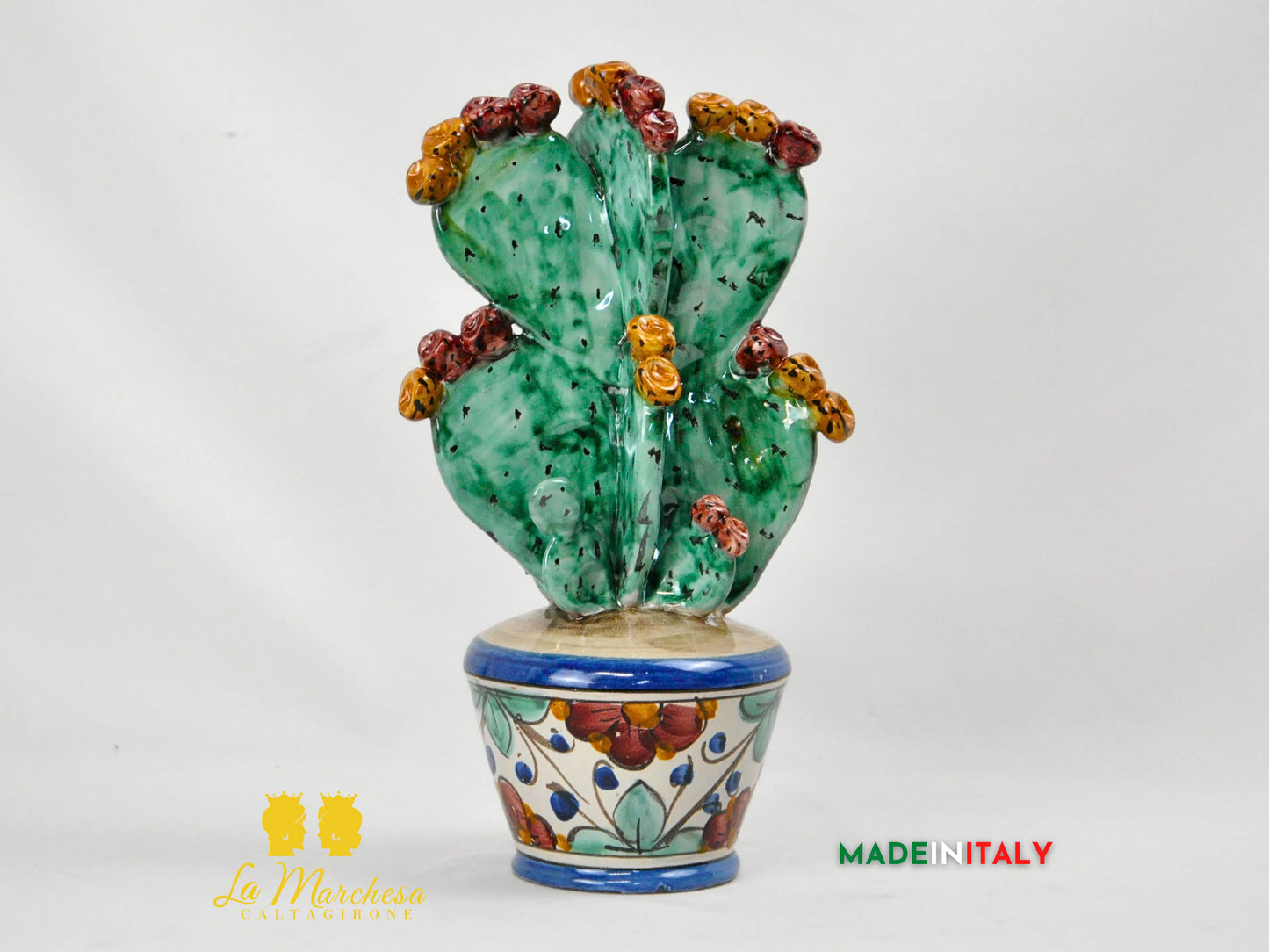 Pianta Fichi D'India in Ceramica di Caltagirone 31 cm