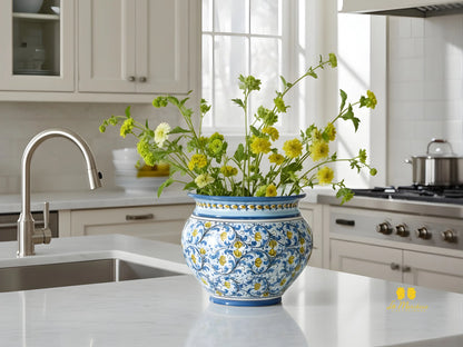 Portavaso in Ceramica di Caltagirone 600 blu antico - Varie Misure