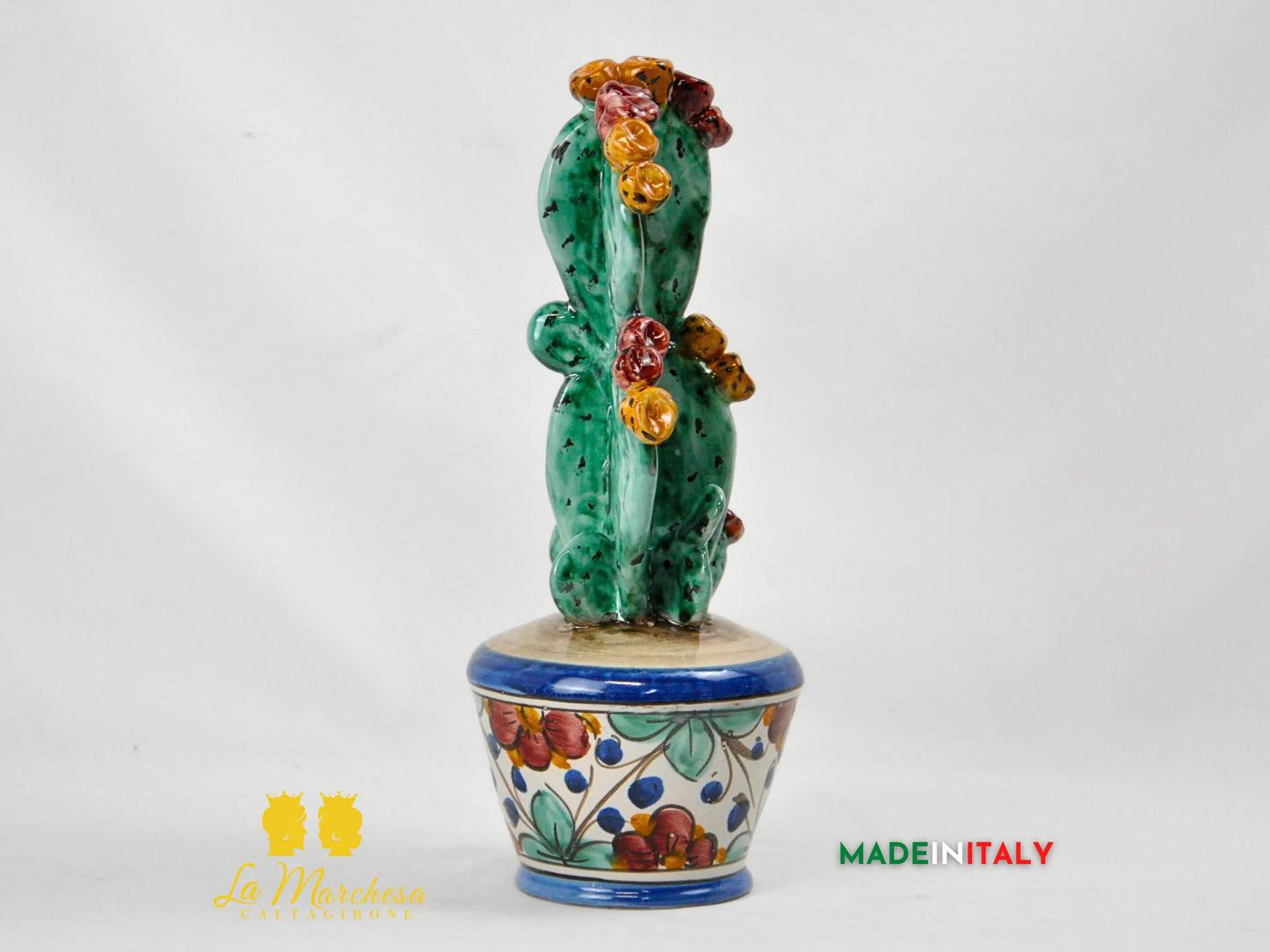 Pianta Fichi D'India in Ceramica di Caltagirone 31 cm